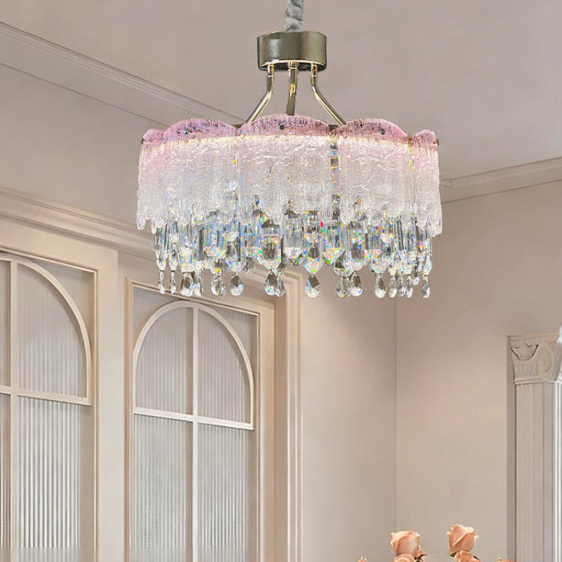 Antizer Art Glass Fringe Crystal Chandelier
