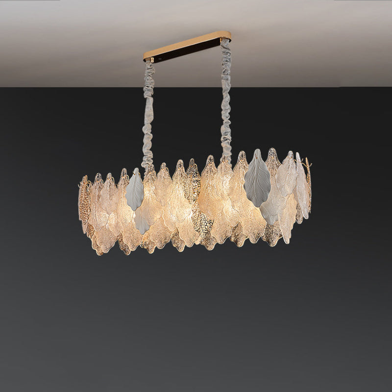 Antizer Luxury Tiered Glass Leaf Chandelier