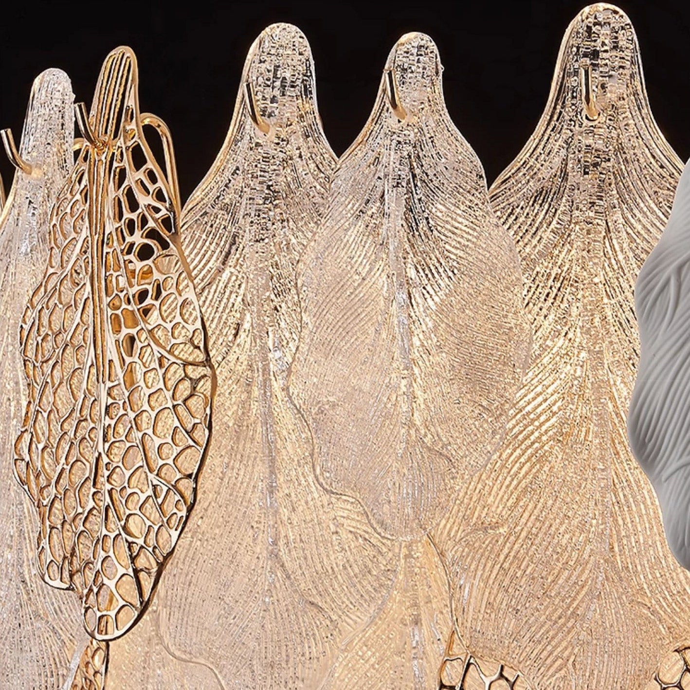 Antizer Luxury Tiered Glass Leaf Chandelier