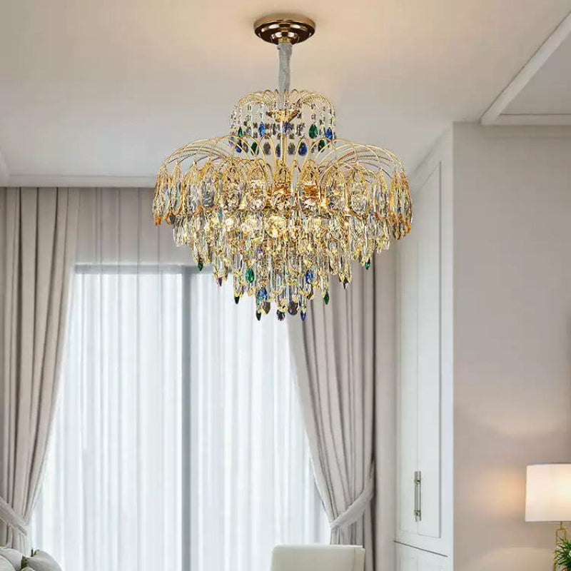 Antizer Luxury Crystal Tiered Chandelier
