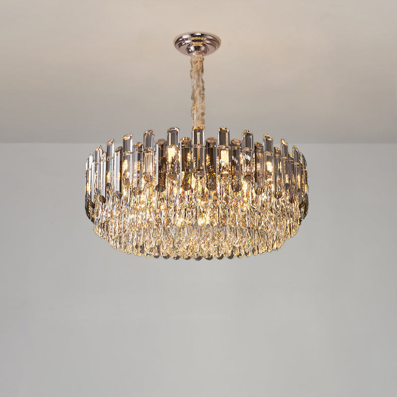 Antizer Modern Luxury Smoked Crystal Tiered Chandelier
