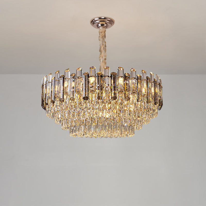 Antizer Modern Luxury Smoked Crystal Tiered Chandelier