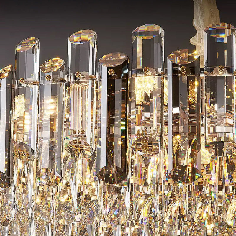 Antizer Modern Luxury Smoked Crystal Tiered Chandelier