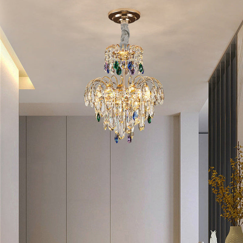 Antizer Luxury Small Crystal Tiered Chandelier