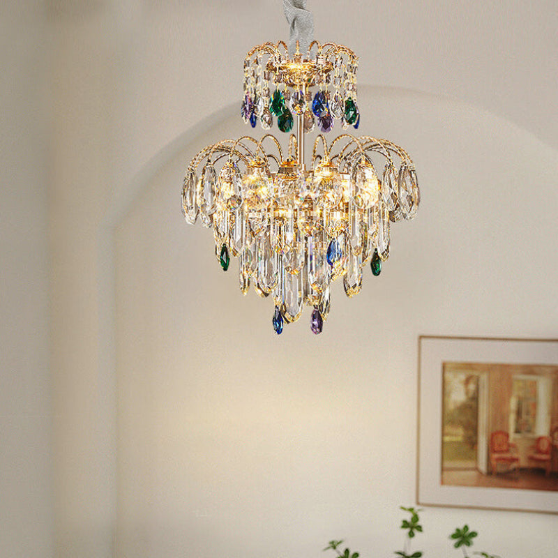 Antizer Luxury Small Crystal Tiered Chandelier