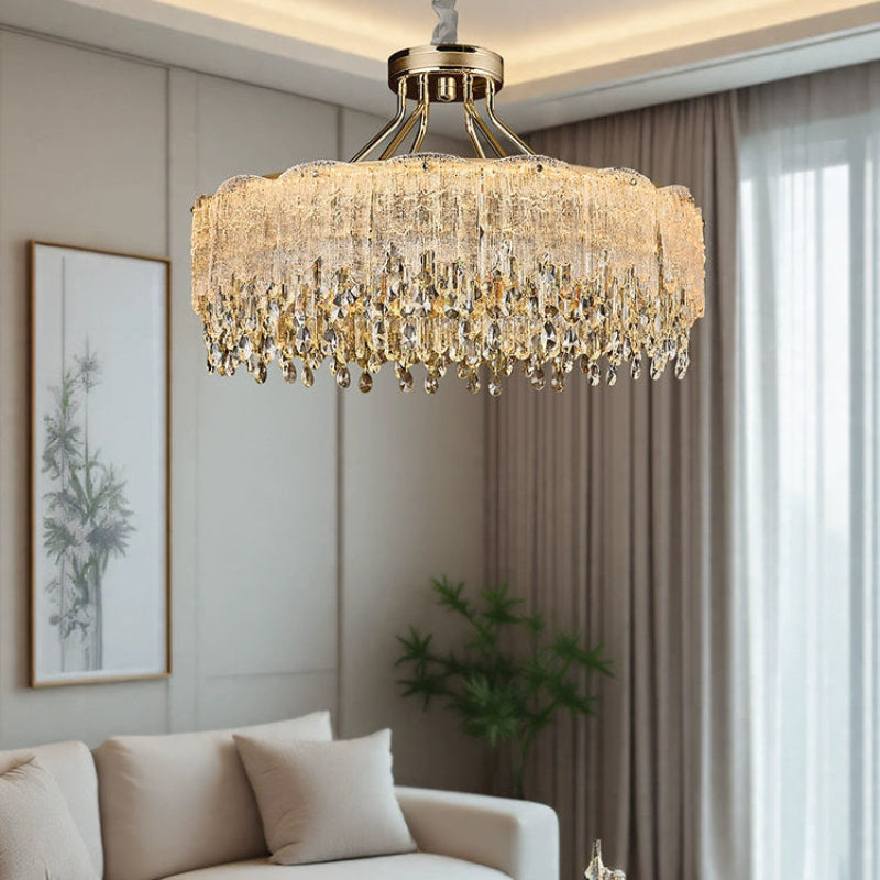 Antizer Modern Gold Fringe Crystal Chandelier