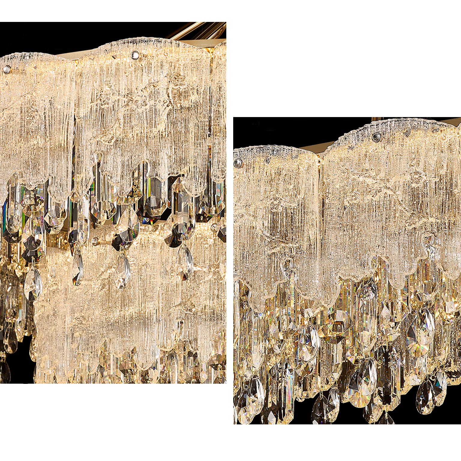 Antizer Modern Gold Fringe Crystal Chandelier