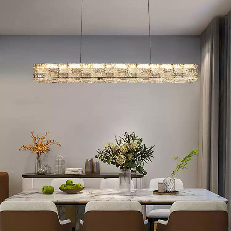 Antizer Modern Linear Rectangular Crystal Chandelier