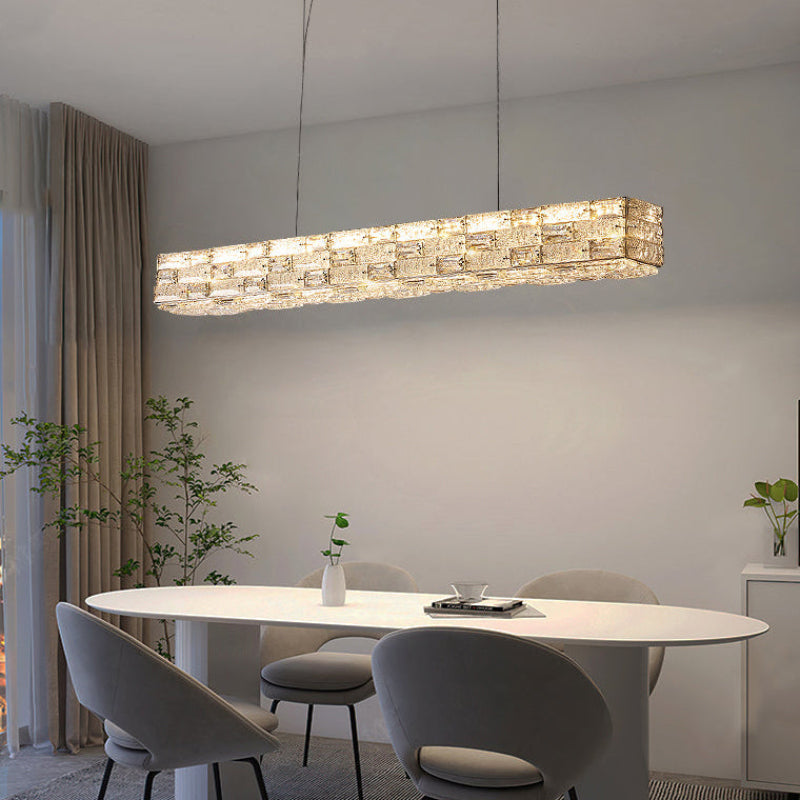 Antizer Modern Linear Rectangular Crystal Chandelier