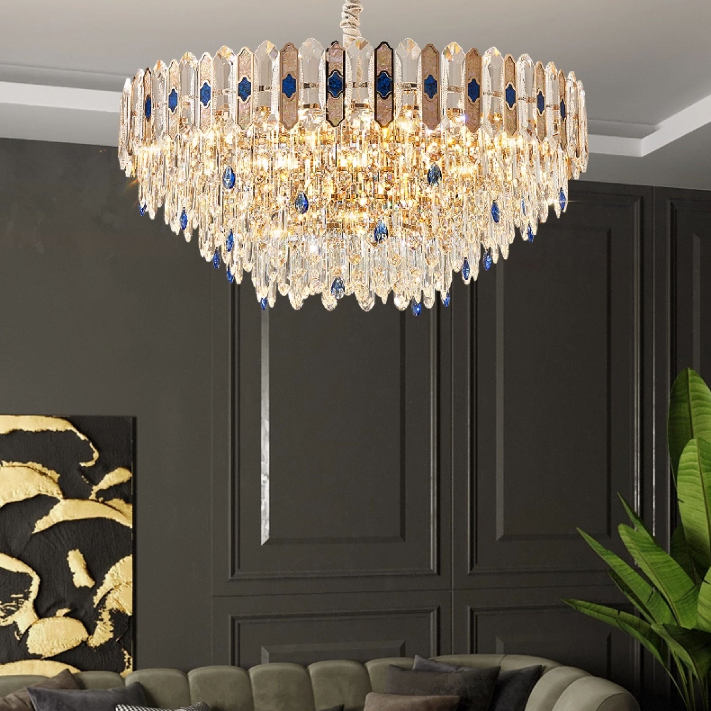 Antizer Luxury Tiered Round/Oval Crystal Chandelier