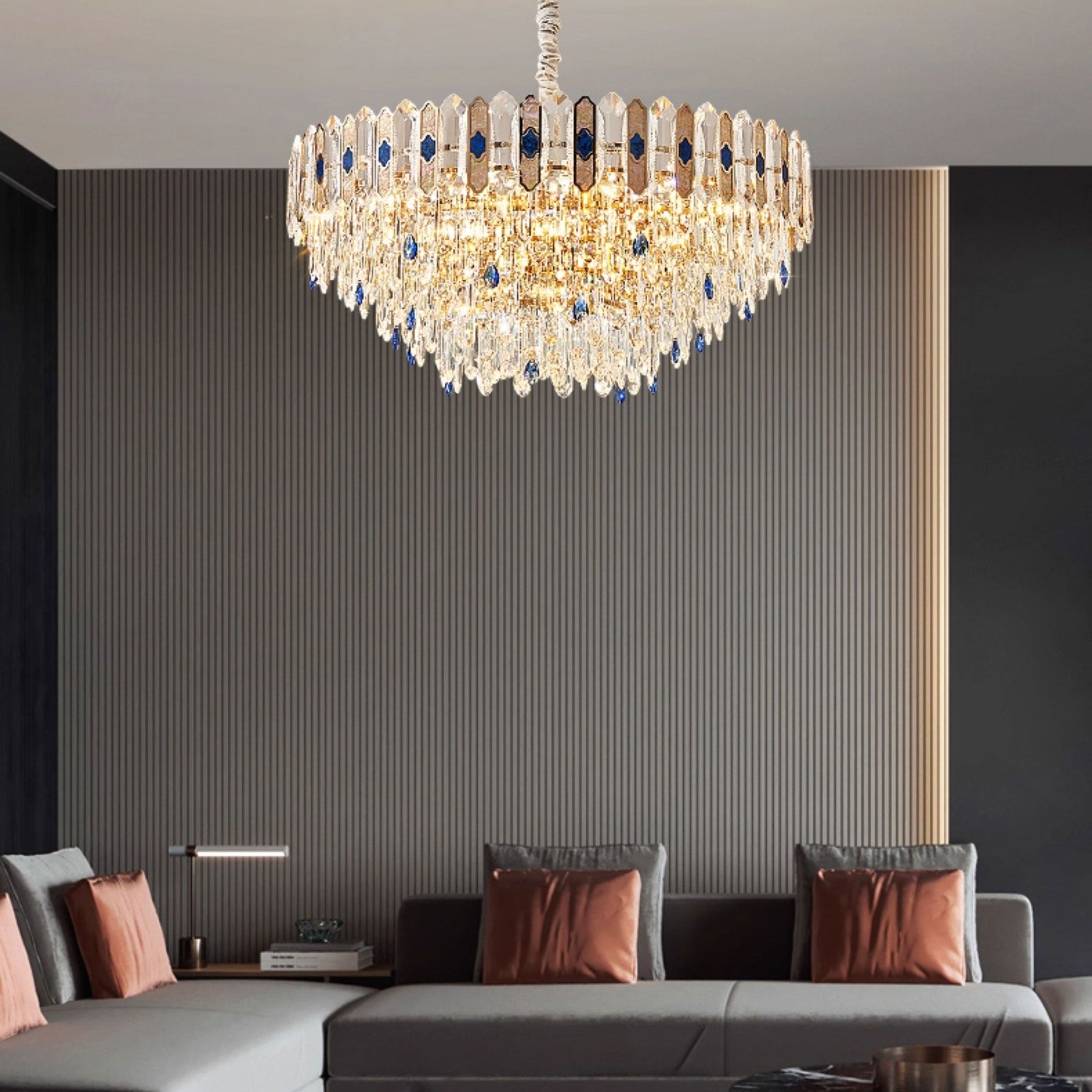 Antizer Luxury Tiered Round/Oval Crystal Chandelier