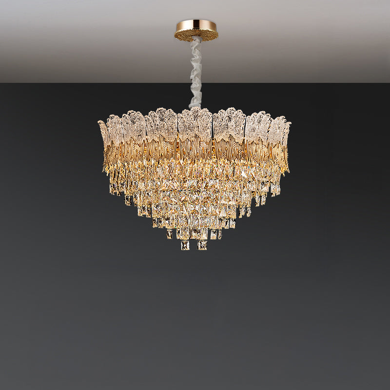 Antizer Luxury Art Tiered Crystal Chandelier