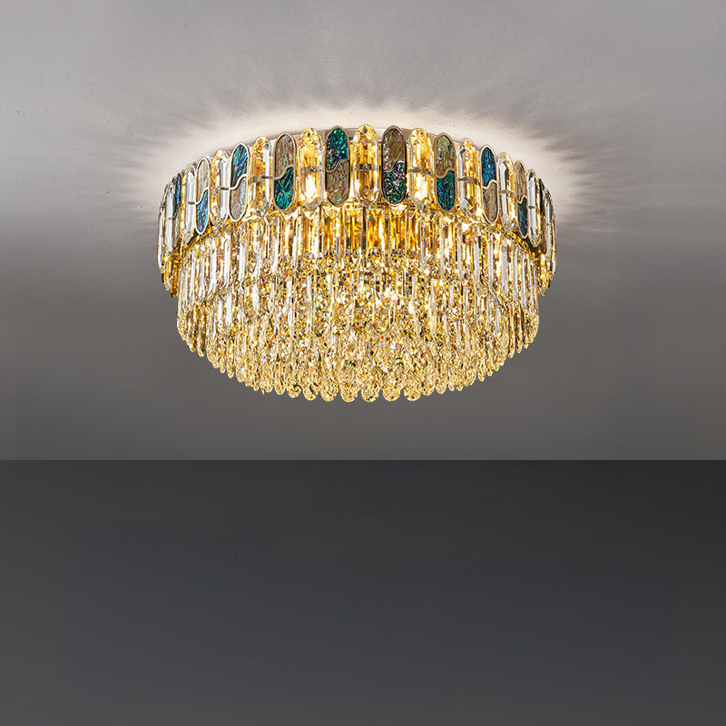 Antizer Luxury Shell Round Crystal Ceiling Light