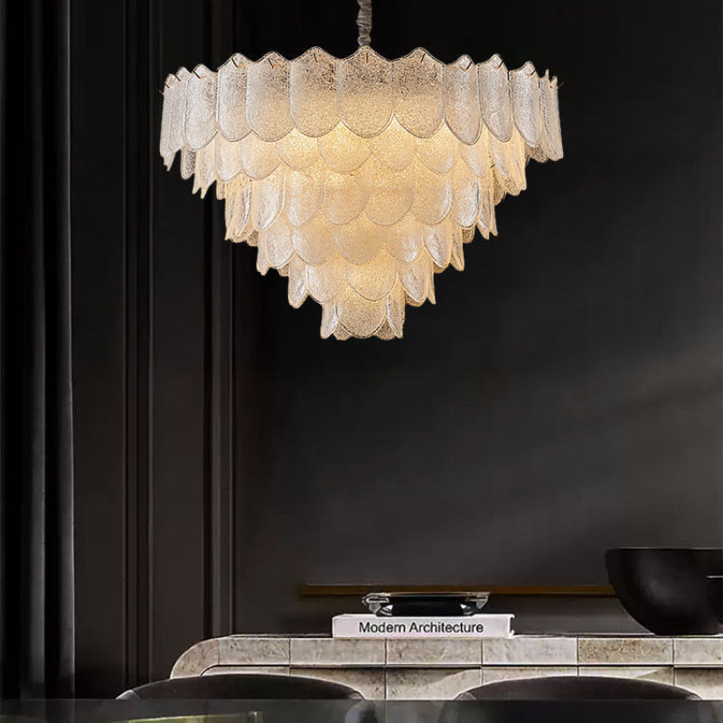 Antizer Modern Tiered Texture Glass Chandelier