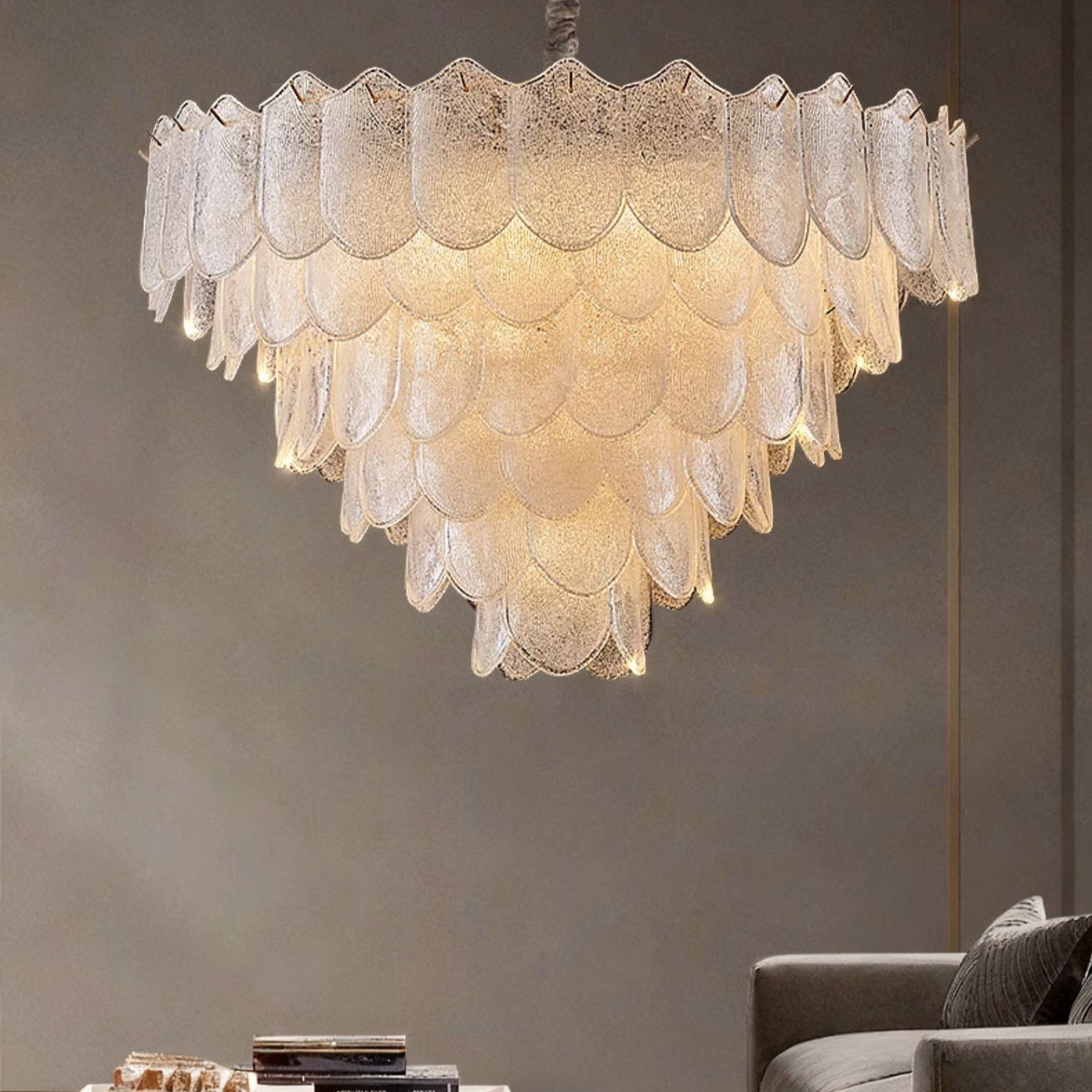 Antizer Modern Tiered Texture Glass Chandelier