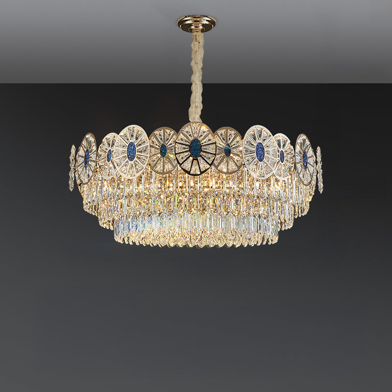Antizer Modern Luxury Tiered Shell Crystal Chandelier