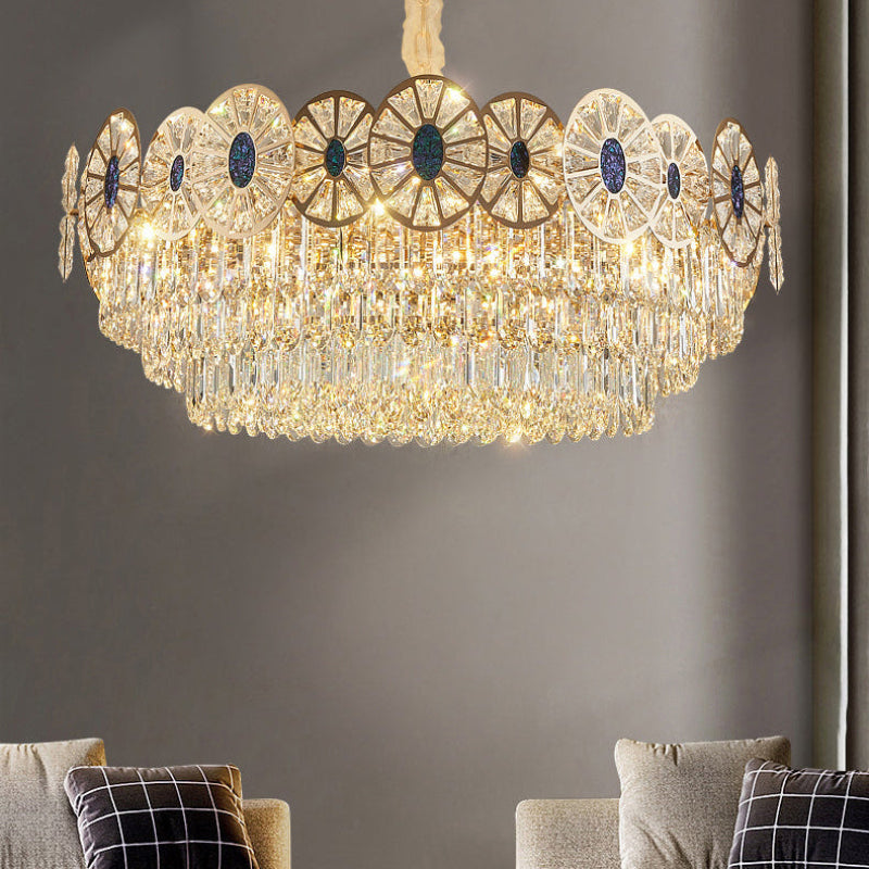 Antizer Modern Luxury Tiered Shell Crystal Chandelier