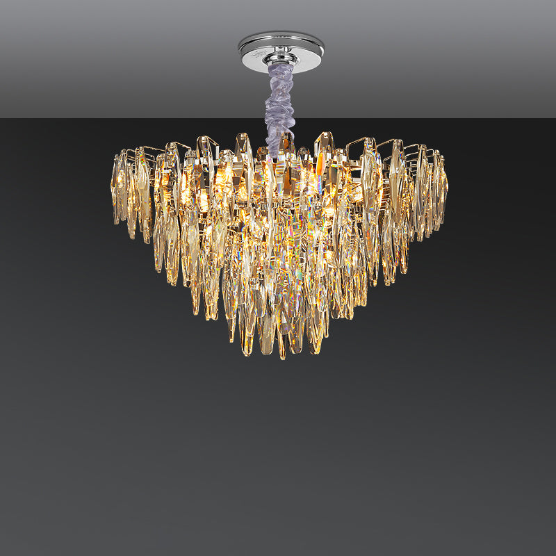 Antizer Modern Art Tiered Crystal Cascade Chandelier