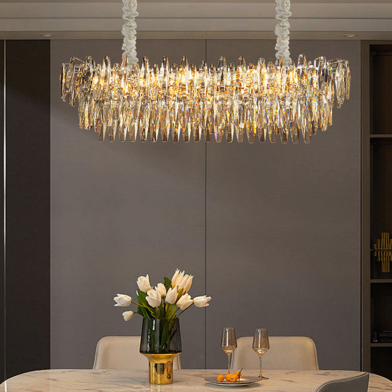 Antizer Modern Art Tiered Crystal Cascade Chandelier