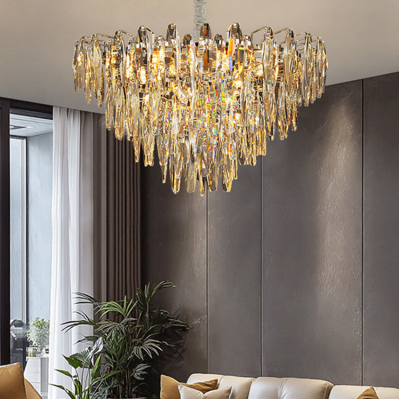 Antizer Modern Art Tiered Crystal Cascade Chandelier