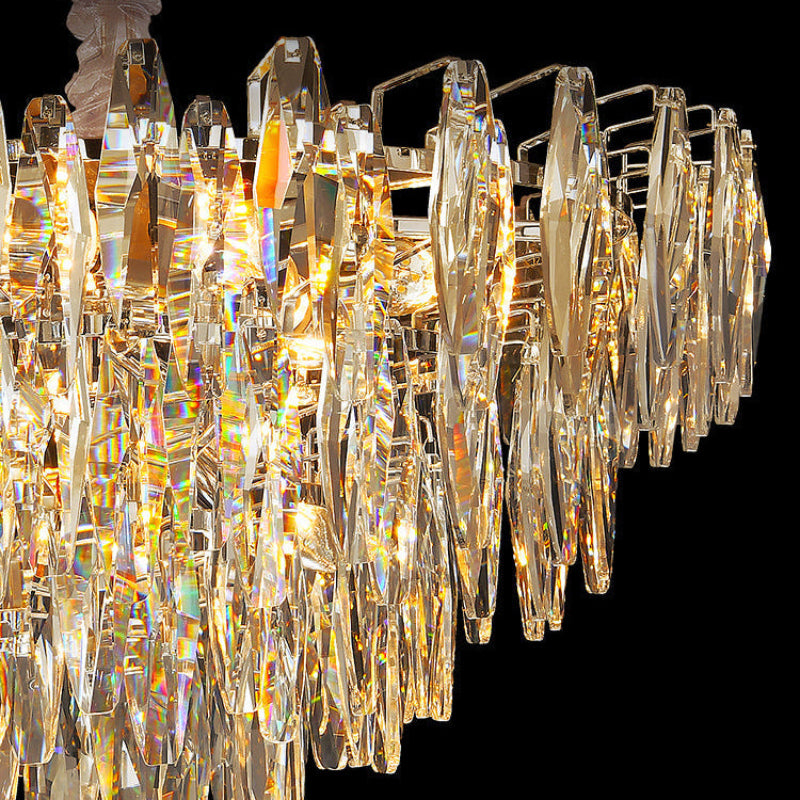 Antizer Modern Art Tiered Crystal Cascade Chandelier