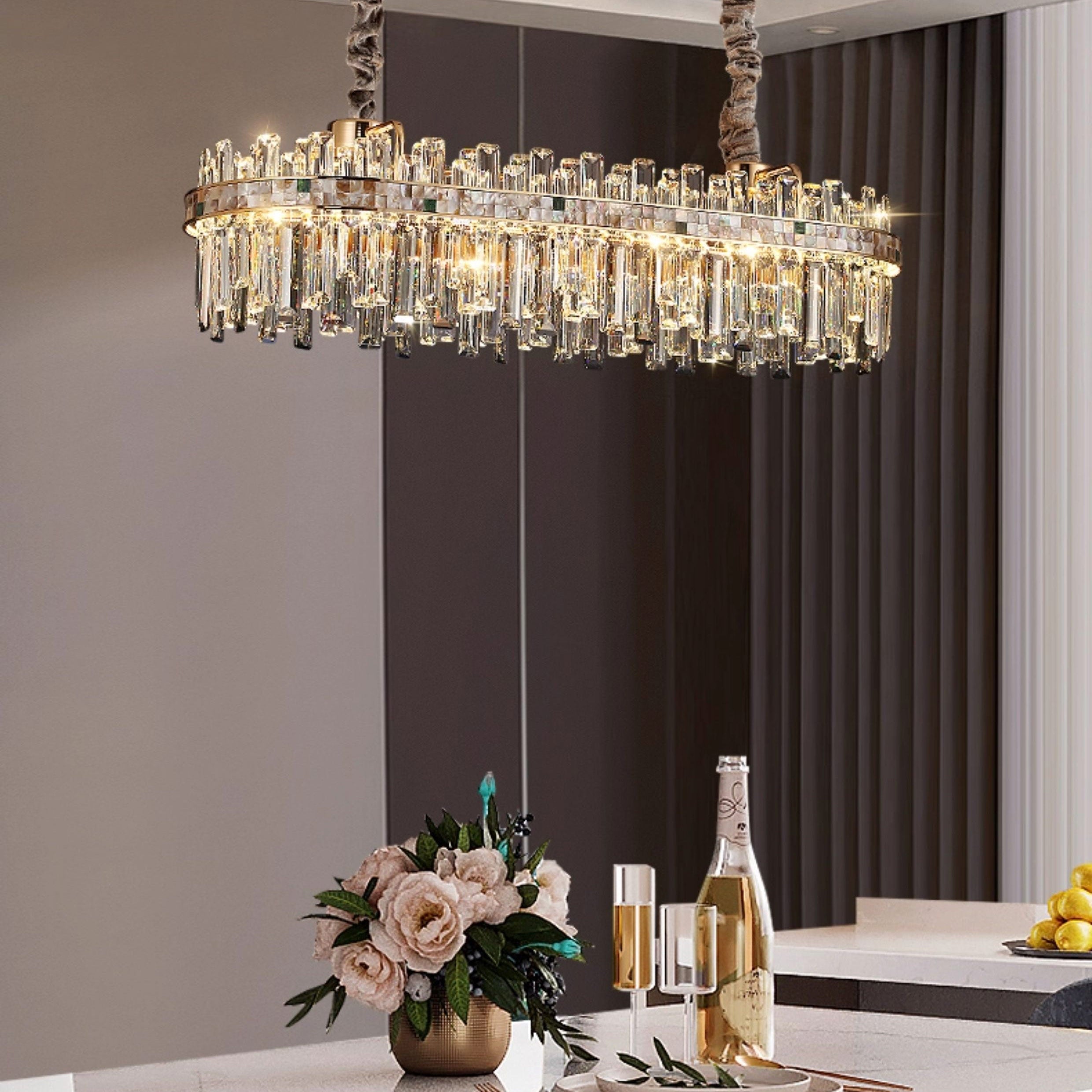 Antizer Luxury Mosaic Gold Crystal Chandelier