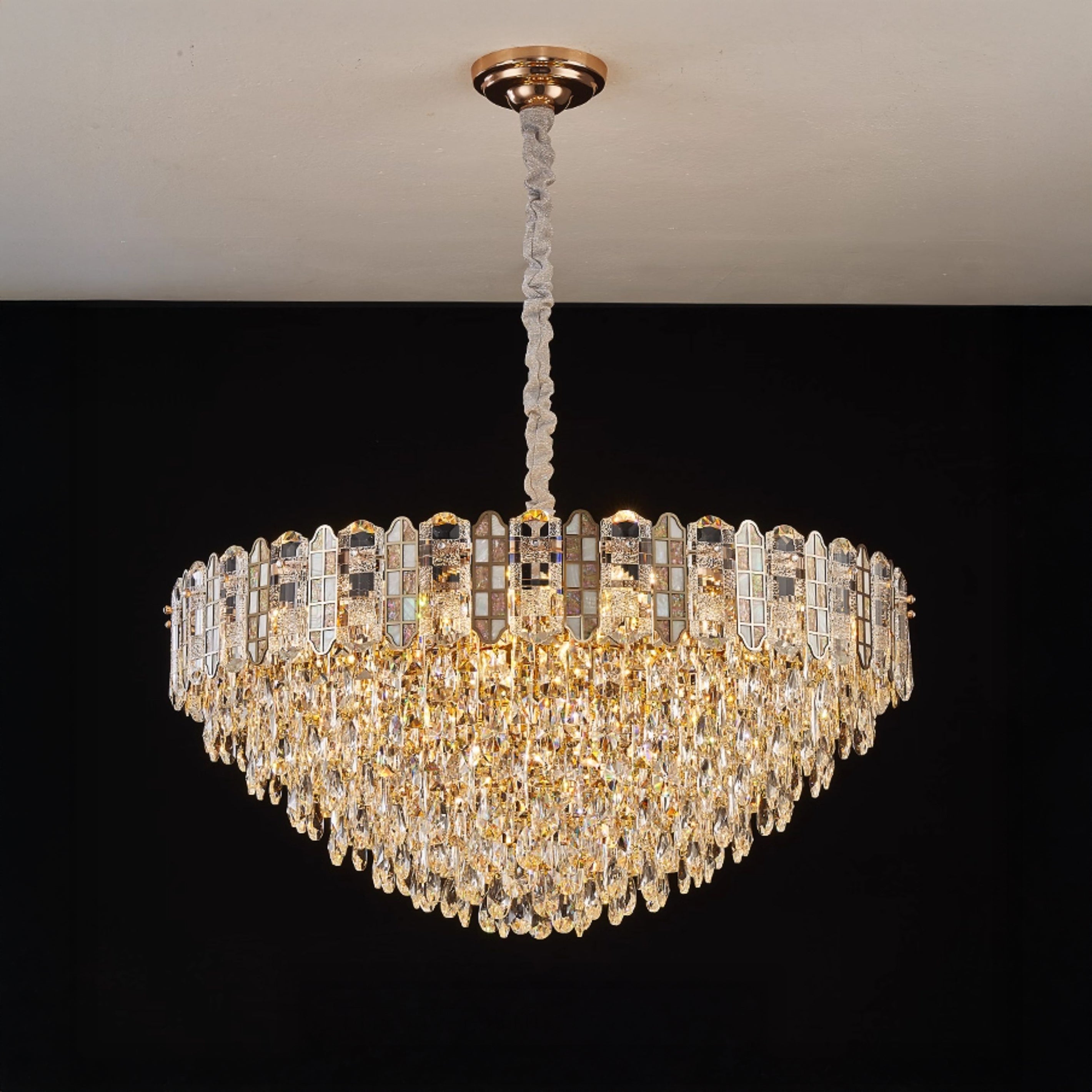Antizer Luxury Large Tiered Crystal Chandelier