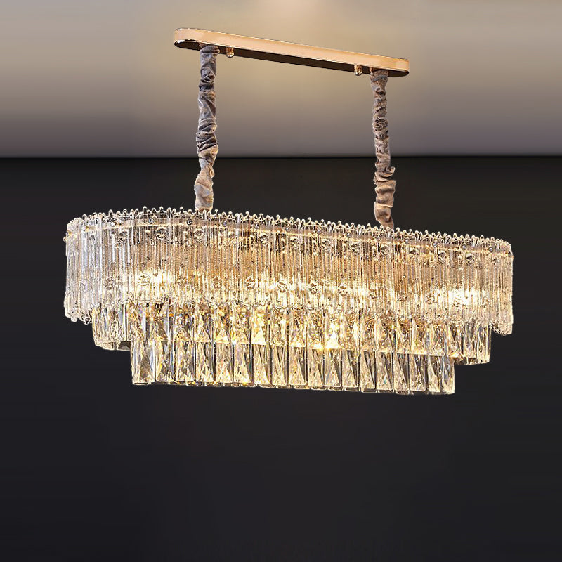 Antizer Art Luxury Tiered Round/Oval Crystal Chandelier