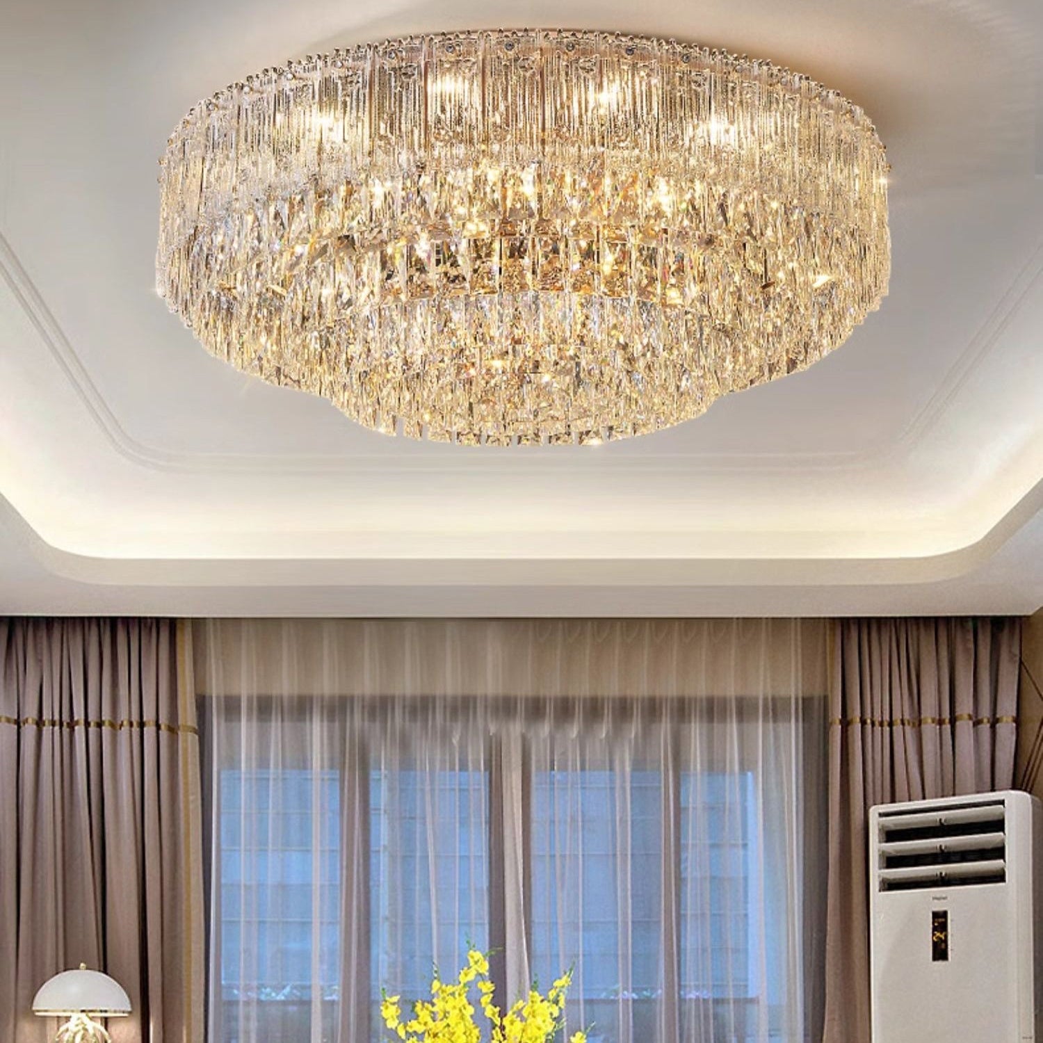 Antizer Luxury Large Crystal Tiered Ceiling Light
