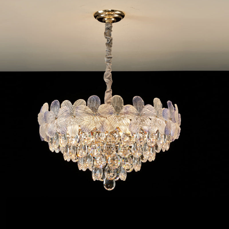Antizer Modern Art Floral Crystal Tiered Chandelier