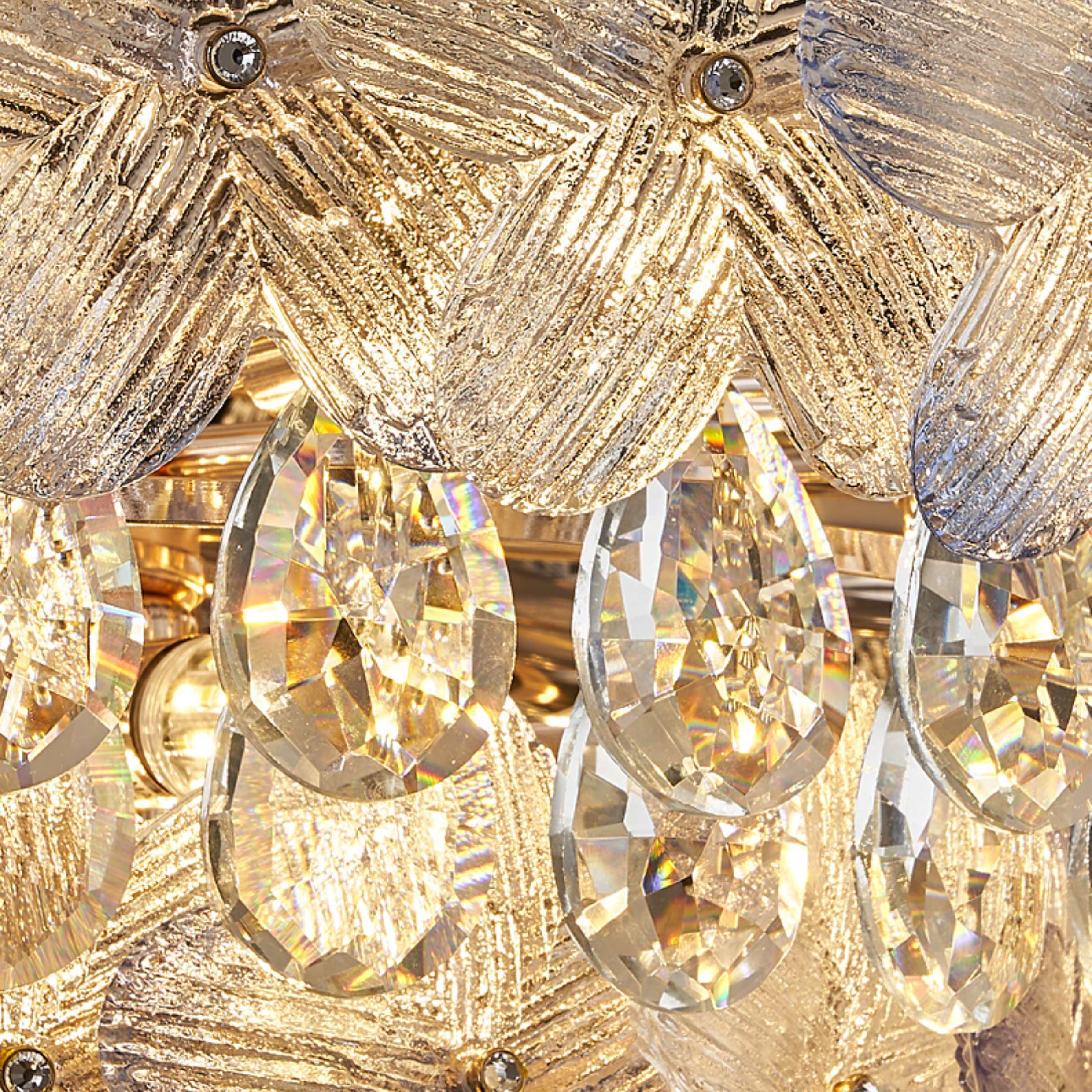 Antizer Modern Art Floral Crystal Tiered Chandelier