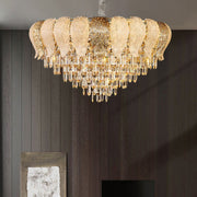 Antizer Luxury Golden Leaf Crystal Chandelier