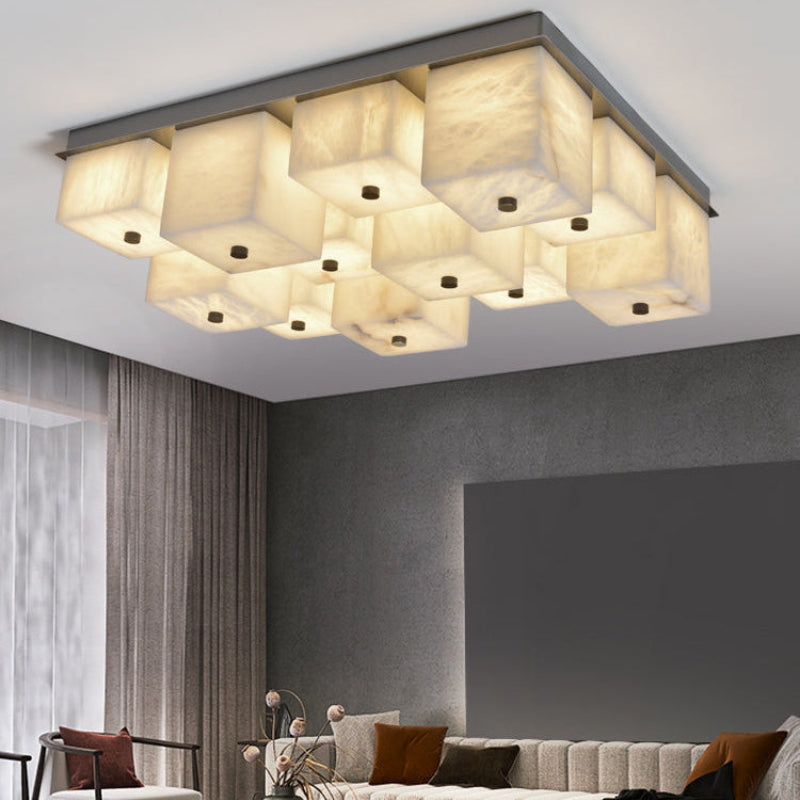 Antizer Modern Art Alabaster Square Ceiling Light