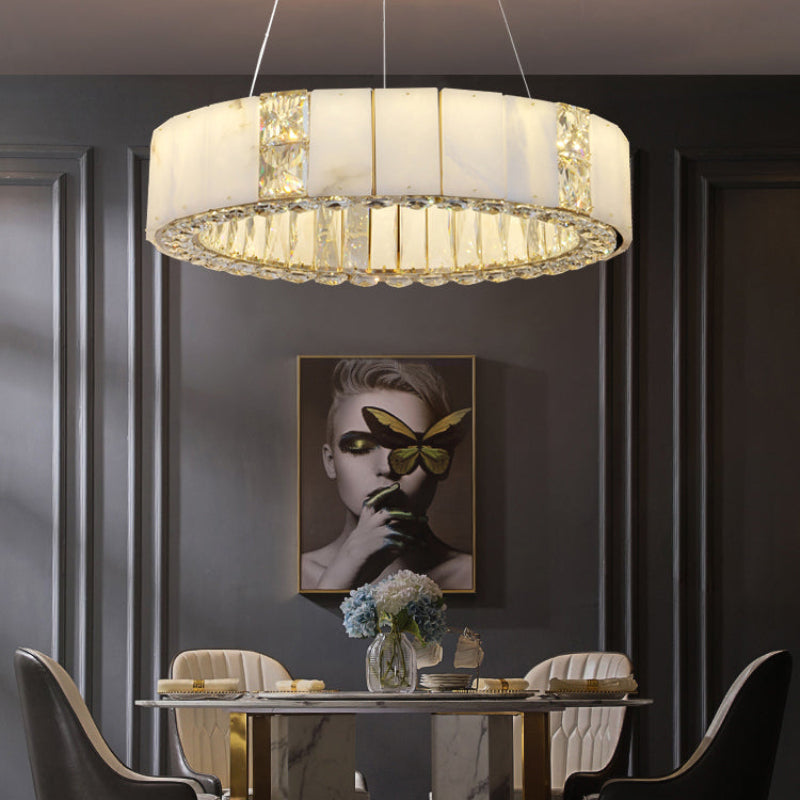 Antizer Luxury Alabaster Crystal Circular Led Chandelier