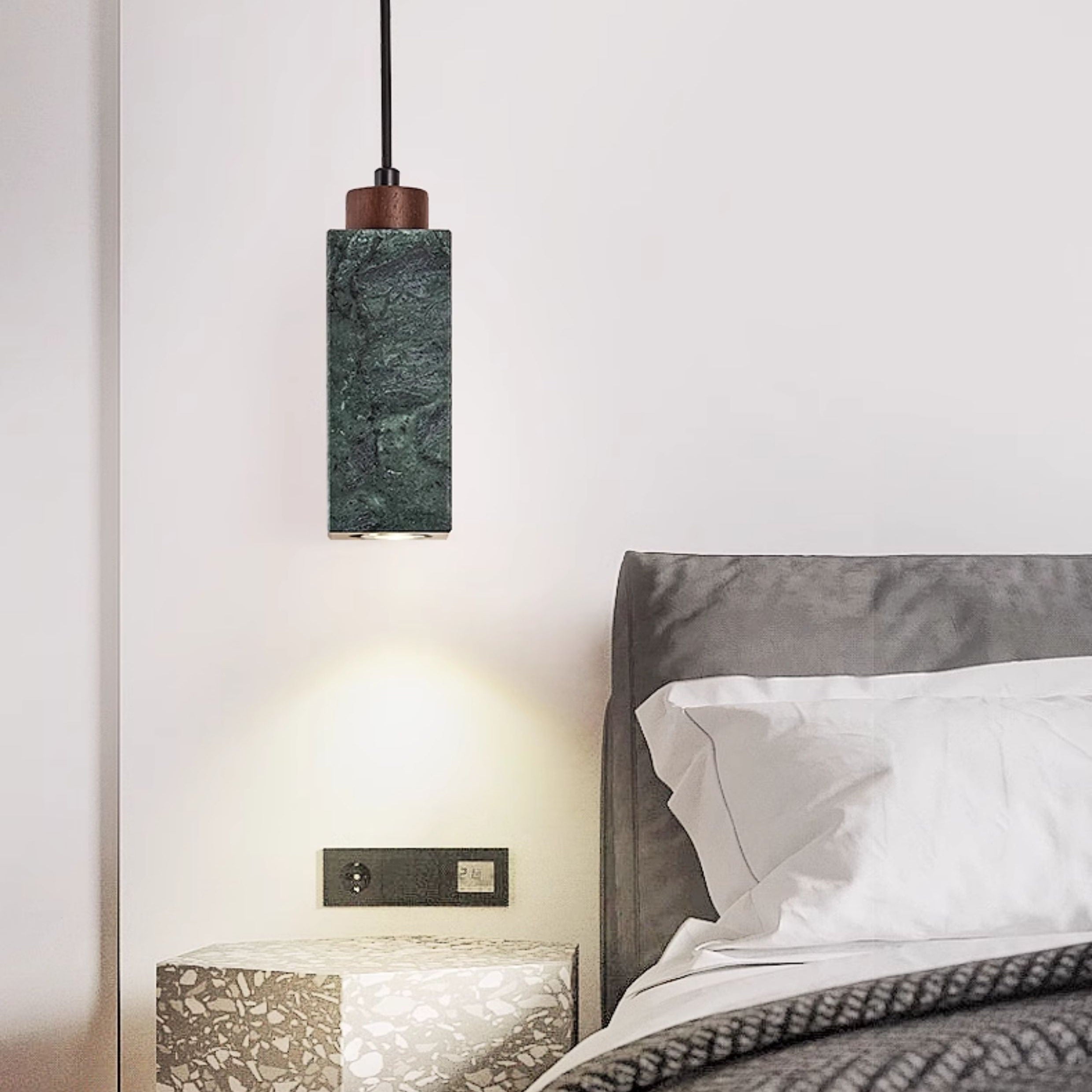Antizer Minimalist Rectangular Travertine Pendant Light