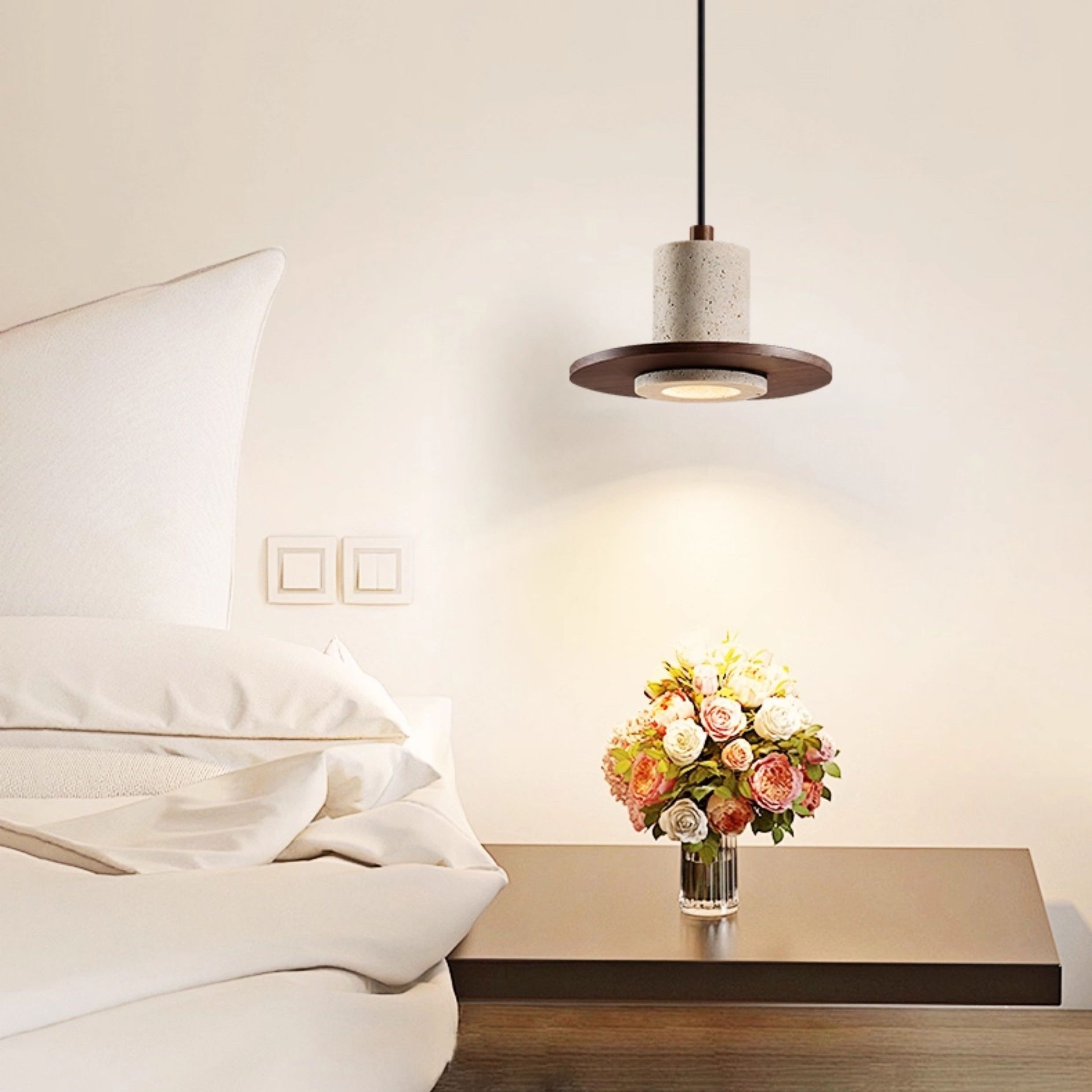 Antizer Vintage Hat Travertine Pendant Light