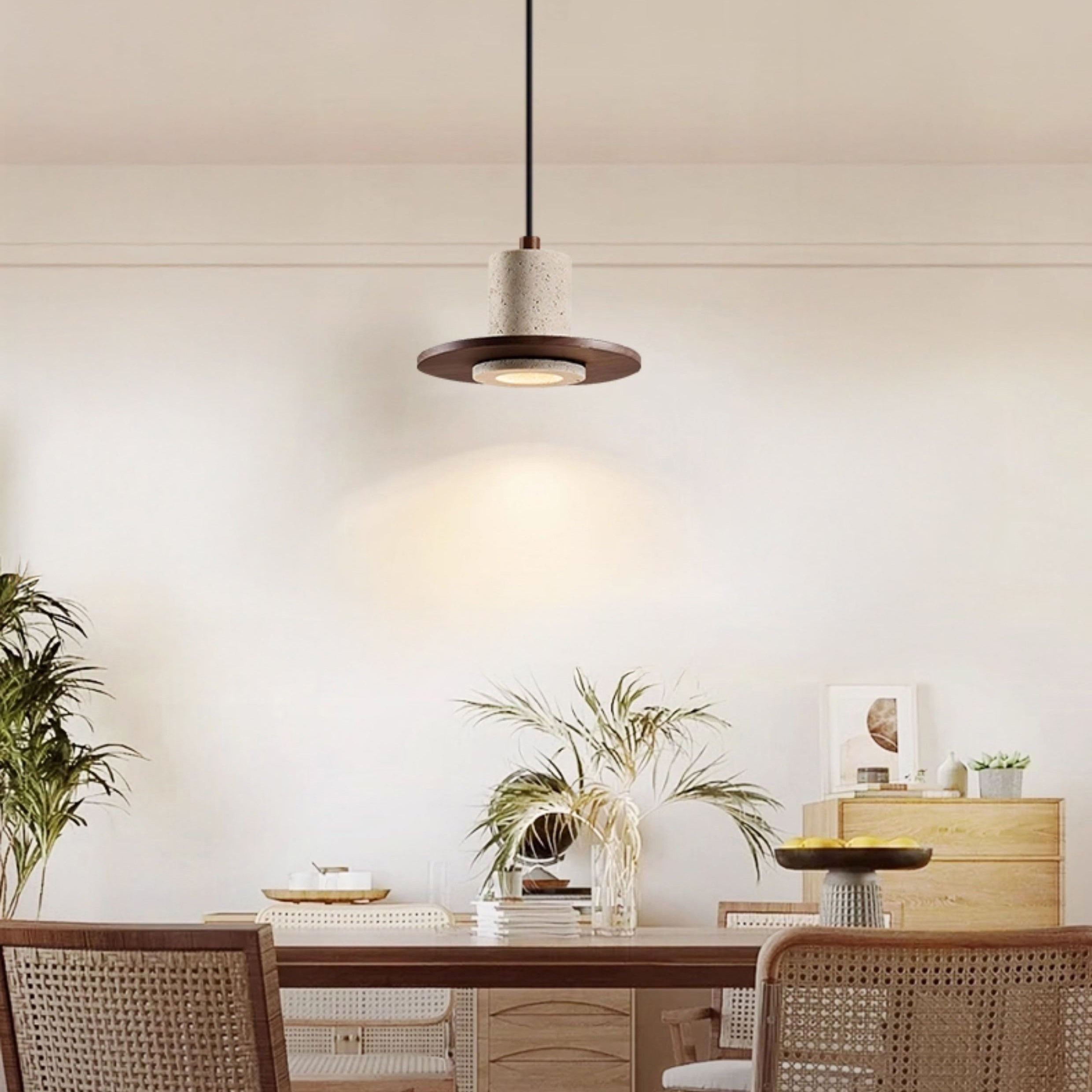Antizer Vintage Hat Travertine Pendant Light
