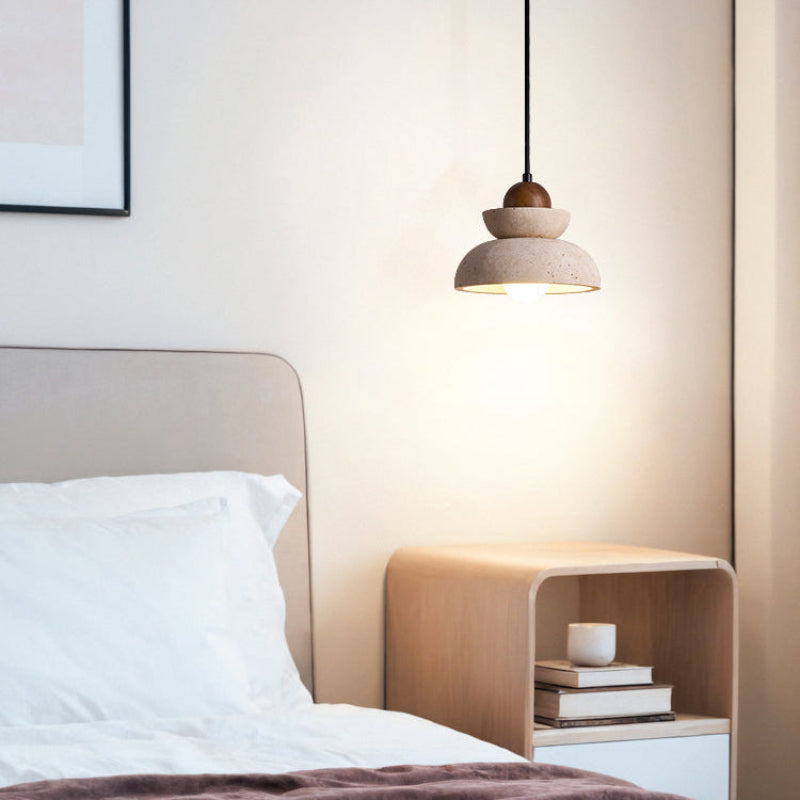 Antizer Modern Geometry Dome Travertine Pendant Light