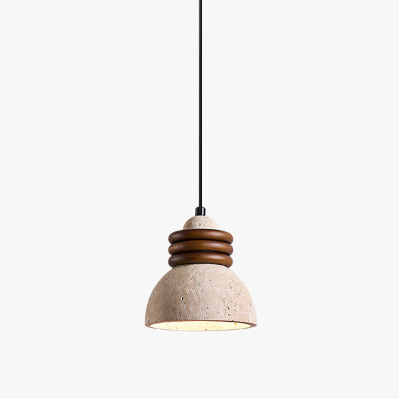 Antizer Dome Wood Stacked Travertine Pendant Light
