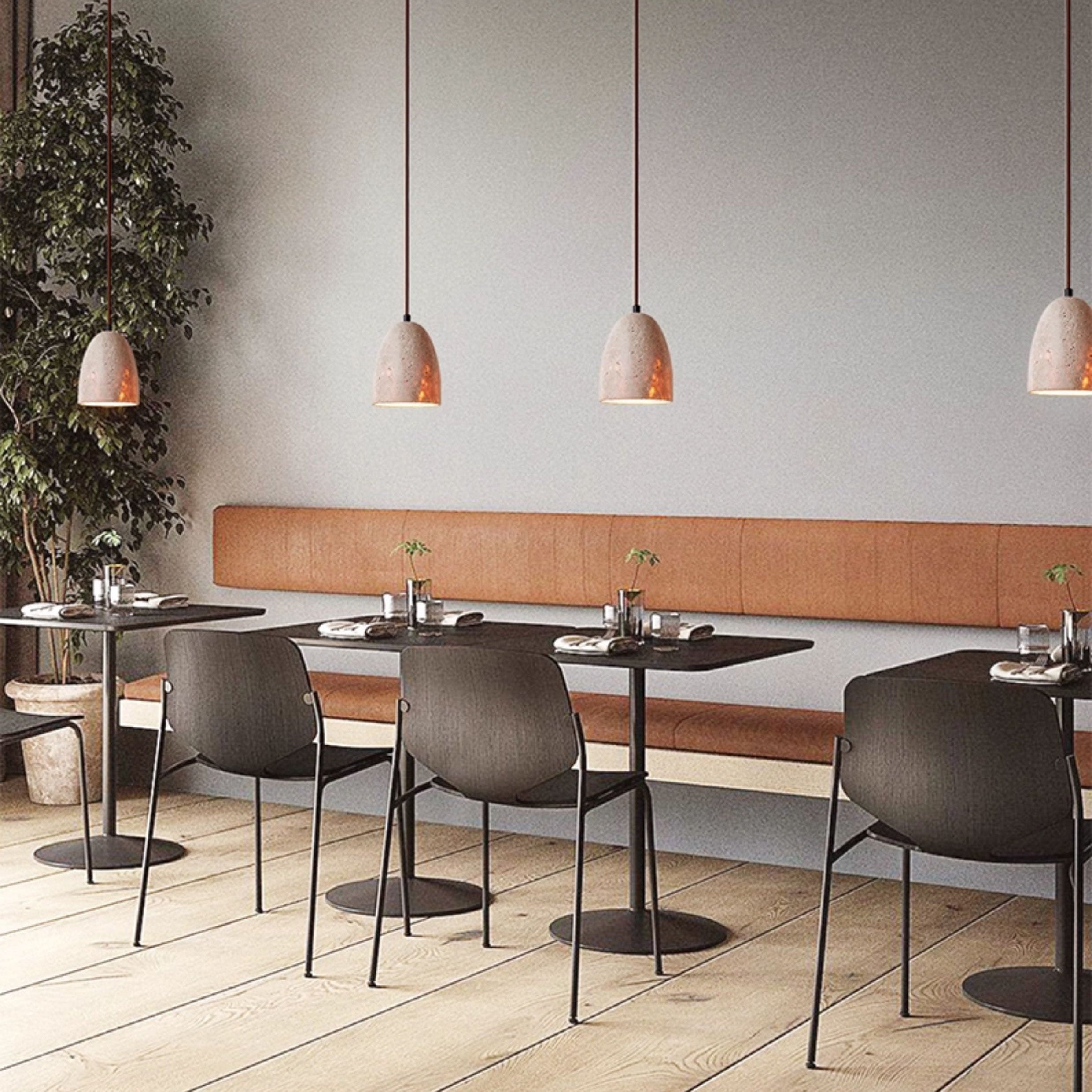 Antizer  Modern Minimalist Dome Travertine Pendant Light