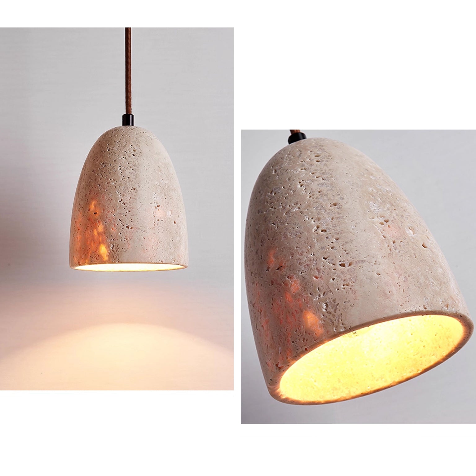 Antizer  Modern Minimalist Dome Travertine Pendant Light