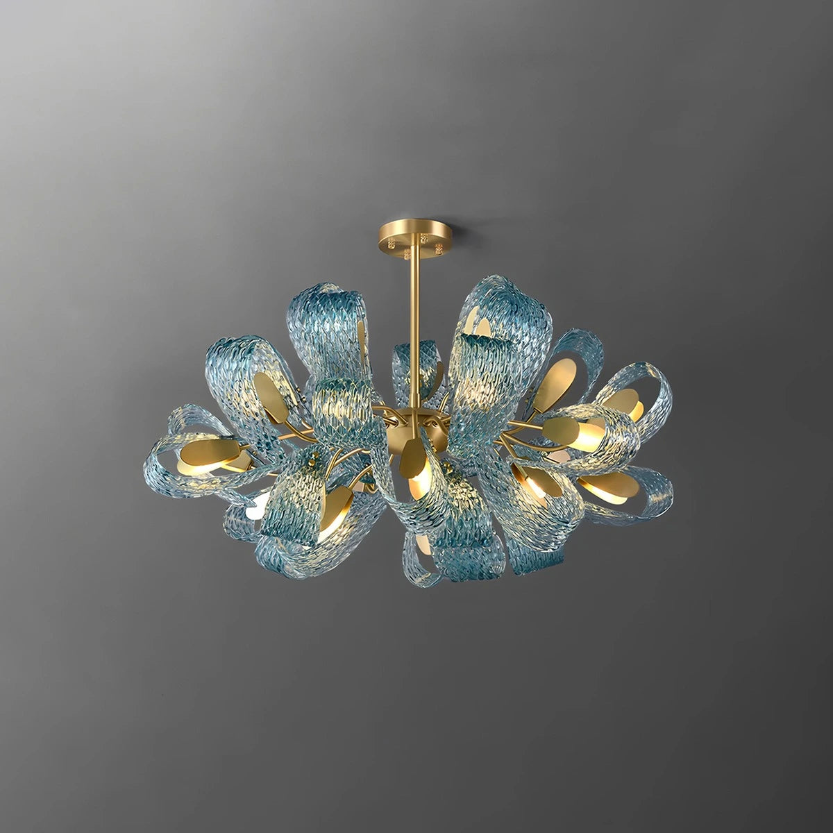 Antizer Peacock Blue Art Glass Chandelier for Dining Room