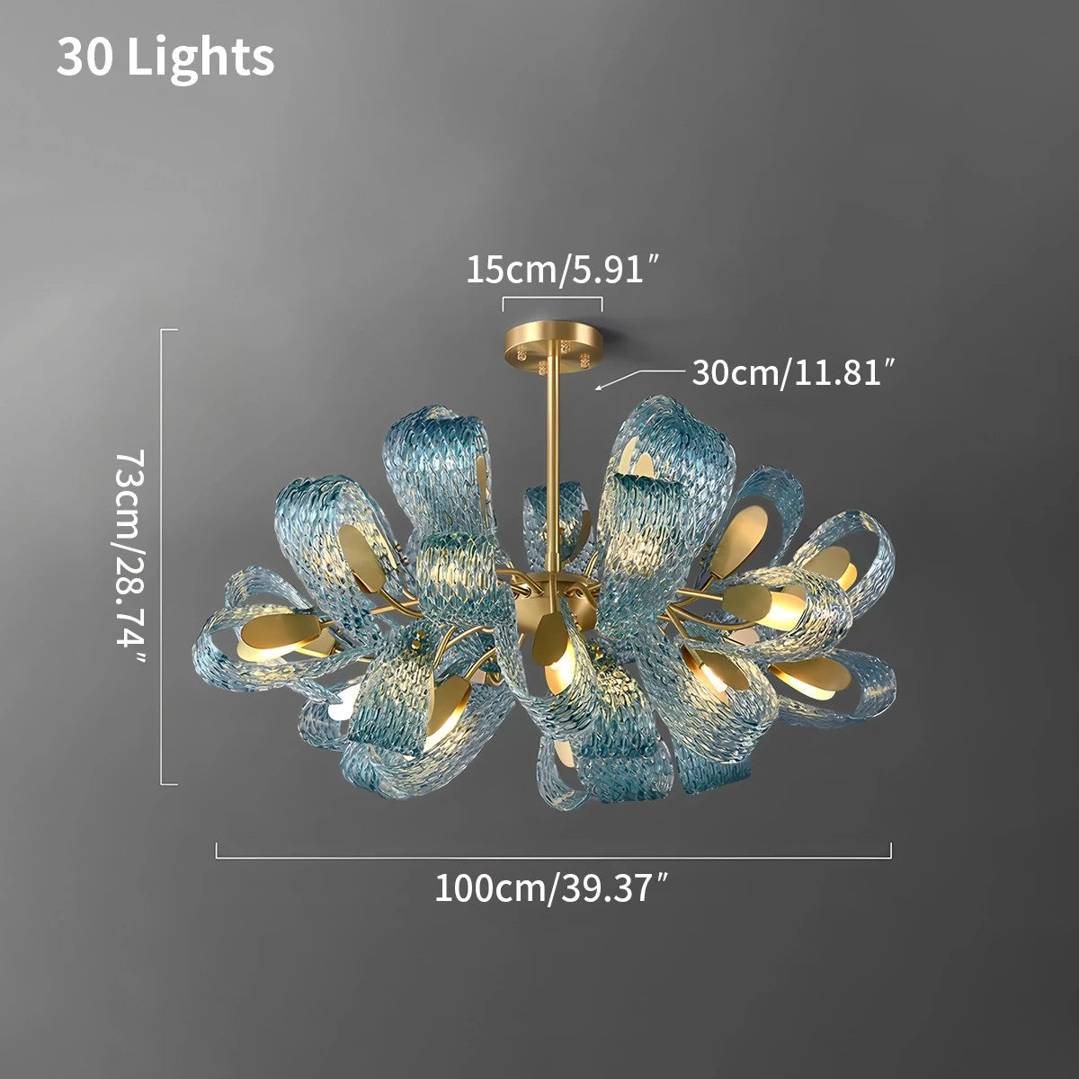Antizer Peacock Blue Art Glass Chandelier for Dining Room