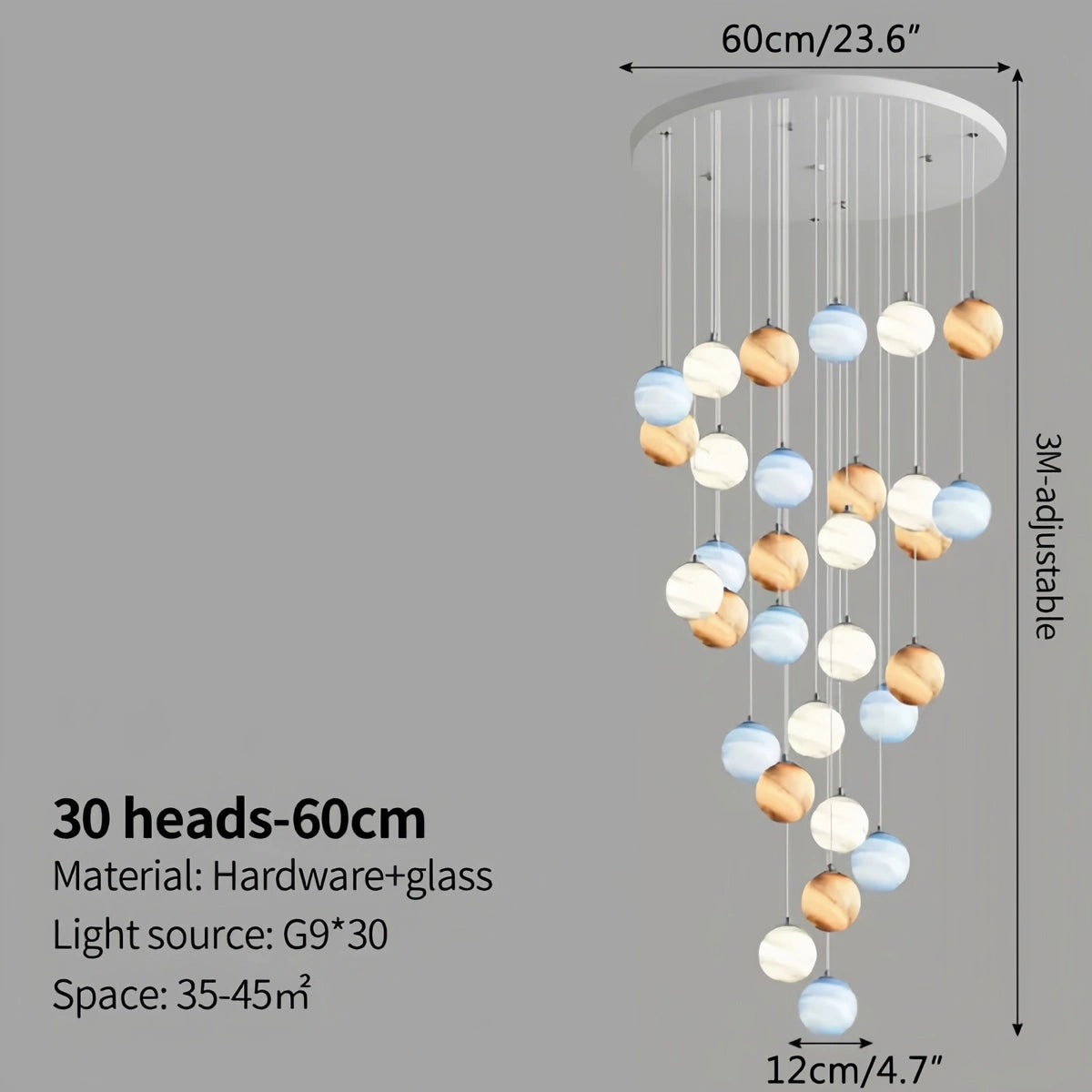 Antizer Modern Attic 3D Moon Celestial Chandelier