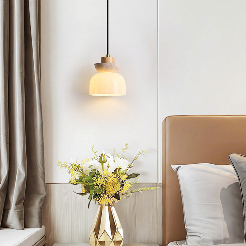 Antizer Modern Travertine Glass Globe Pendant Light