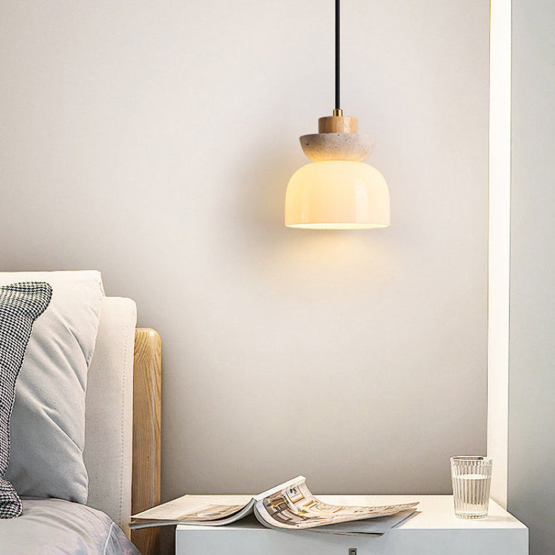 Antizer Modern Travertine Glass Globe Pendant Light