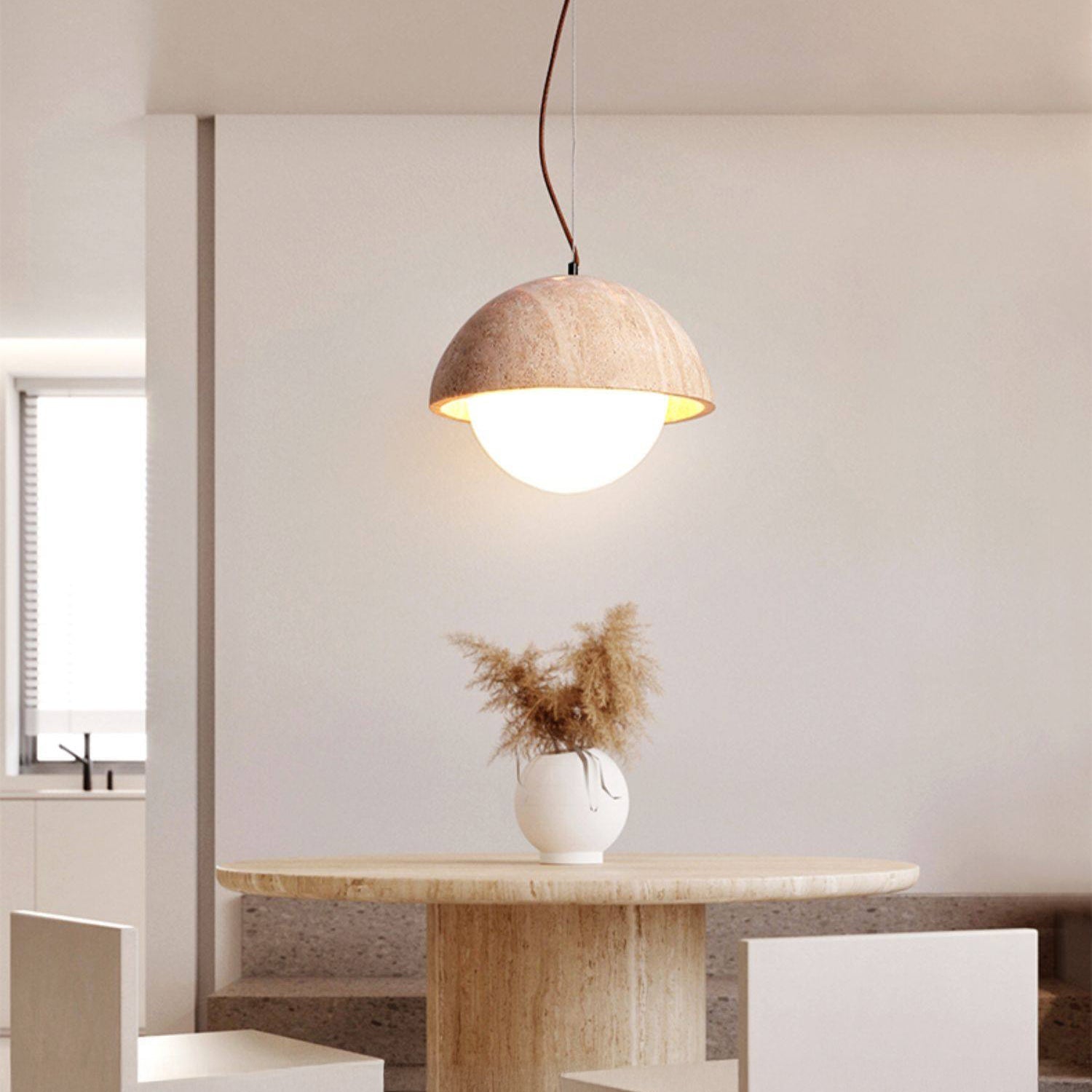 Antizer Modern Travertine Semicircle Pendant Light