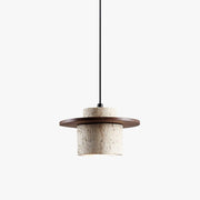Antizer Travertine Wood Cylinder Pendant Light