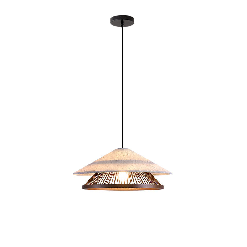 Antizer Rice Paper & Bamboo Cone Pendant Light