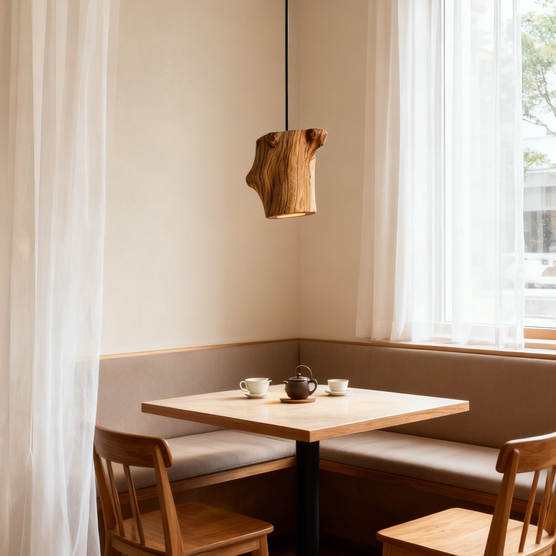 Antizer Art Deco Natural Wood Pendant Light